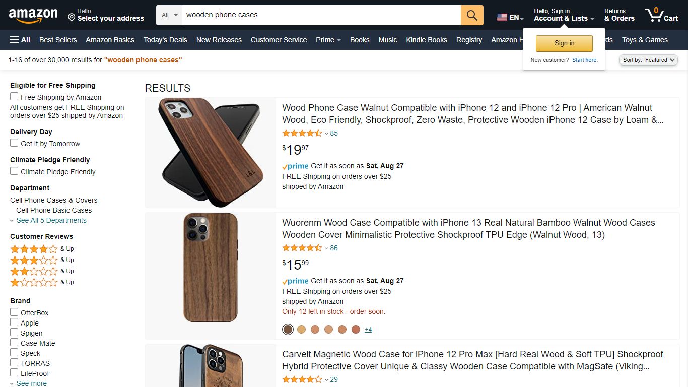 Amazon.com: wooden phone cases